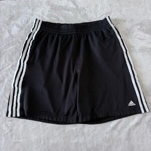 Adidas Men's Black Athletic Shorts with White Stripes Size L G